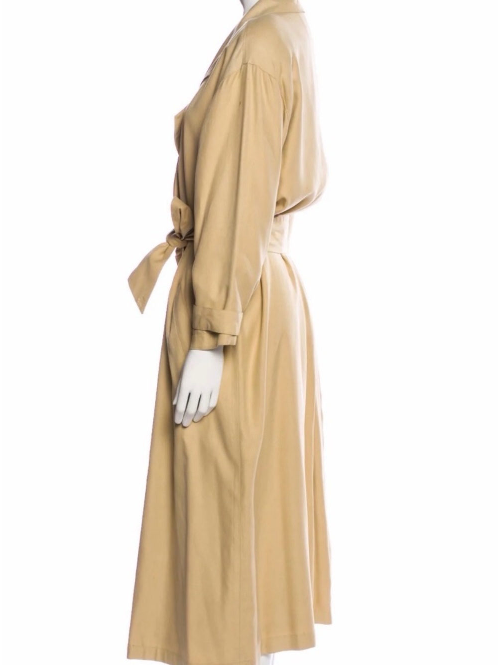 J. Peterman Light Beige Trench Coat 100% Silk excellent condition - Picture 2 of 6